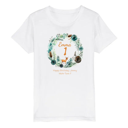 1. - 10. Geburtstag - Happy Birthday oder Wunschtext Kinder Bio T-Shirt mit Waldtieren Namen und Wunschtext personalisiert